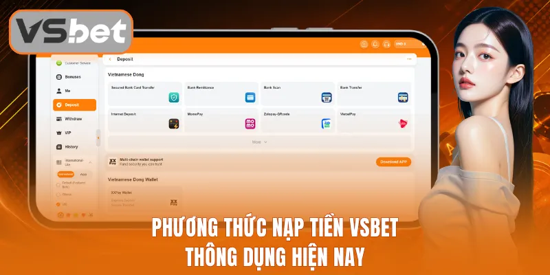Phương thức nạp tiền Vsbet thông dụng hiện nay